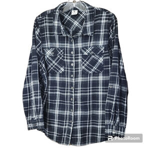 + D/c Jeans Penningtons black white plaid roll tab sleeves shirt